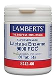 Lamberts Enzima Lactasa 9000 FCC | 60 Tabletas | Apto para Veganos | Sin Gluten | Sin OGM | Super Strength | Para Intolerancia a la Lactosa | Tomar Antes de Lácteos | Calidad Farmacéutica GMP