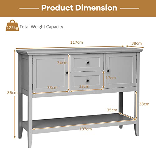image for TANGZON Buffet Sideboard, Storage Cabinet with 2 Drawers, Open Shelf &