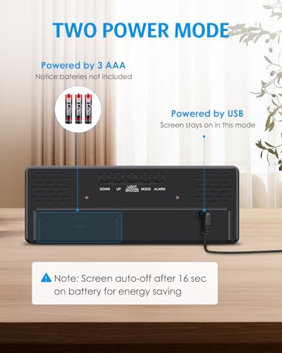 Image of AMIR Upgraded Digital Alarm Clocks for Bedrooms, LED Digital Clock with Dual Power Supply, 12 /24H, Dimmable,DST,Snooze,Desk Clock for Home Office School