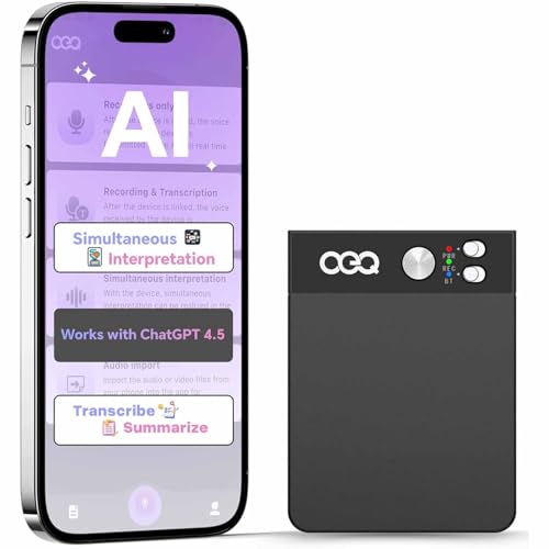 AI Smart Recorder with Simultaneous Interpretation & Real-timeTranscription,64GB AI Speech Processor Powered by ChatGPT with App Control for Business/Education/Interviews,Black