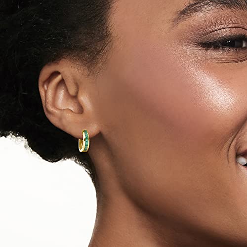 Ross-Simons 0.60 Ct. T.w. Square-Cut Emerald Huggie Hoop Earrings In 14Kt Yellow Gold #TOP29