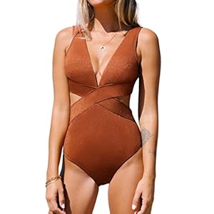 CUPSHE Een Stuk Badpak Voor Vrouwen Badpak V-hals Uitsparing Sexy Badmode Brede Bandjes Terug Haak Glanzende Textuur