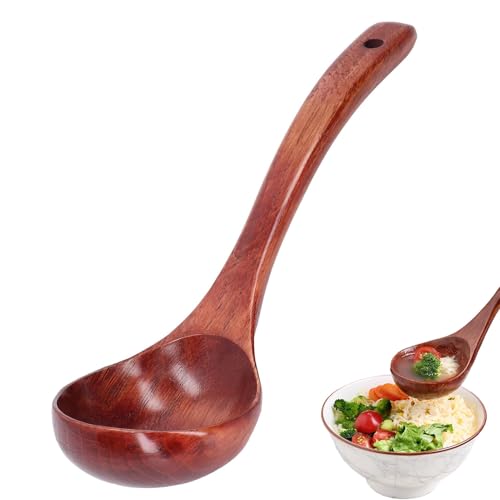 pcsfoe Holzlöffel, 1 Stück, 24 cm, Holzmaterial, Suppenkelle, Schöpfkelle, Schöpflöffel, Groß, Restaurant, Brei, Suppe, Nudeln, Eintopf