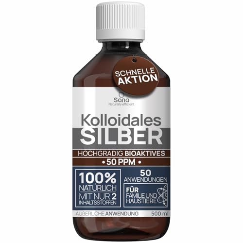 Kolloidales Silber 50 PPM 250 ml | Premium Silberwasser Stärker als 25ppm | Für Mensch Hund & Katze | Carbon Neutral | 100% natürlich mit 2 Zutaten