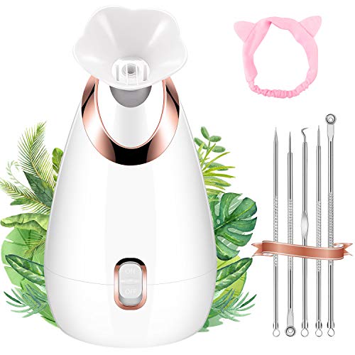 Vaporizador Facial, Aiemok Profesional Sauna Facial Vaporizador Spa Facial Vapor Térmico Nano Spray, Ionic Humidifier for Face Care, Piel Hidratante, Limpieza Profunda de Poros Facial Steamer