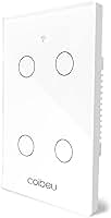 Interruptor Inteligente zigbee, Interruptor Smart Sem Fio Doméstico Multifuncional, Controle Remoto de Eletrodomésticos Por Celulares, Controle Por Voz, com neutro (4 botões, Branco)