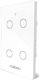 Interruptor Inteligente zigbee, Interruptor Smart Sem Fio Doméstico Multifuncional, Controle Remoto de Eletrodomésticos Por Celulares, Controle Por Voz, com neutro (4 botões, Branco)