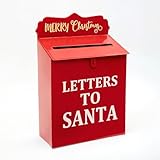 LOLAhome Buzón de Navidad Decorativo para Colgar en la Pared o Puerta. Fabricado en Metal de Alta Durabilidad en Color Rojo Intenso. Ideal para Cartas y decoración. Mide 23x11x33 cm.