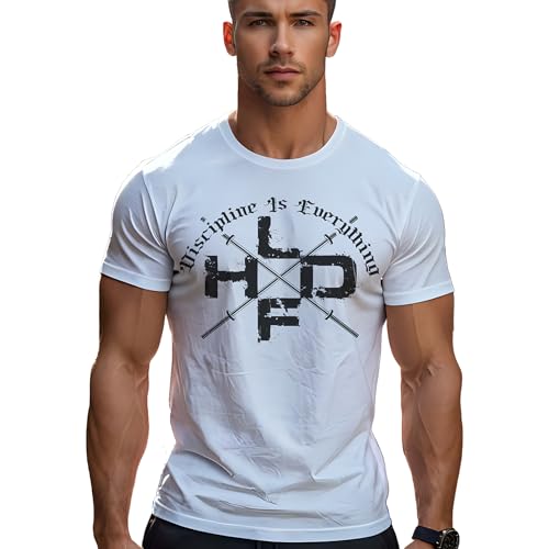 Gym Fitness Shirt with Cross Barbells Discipline is Everything Military Patriotic Unisex T-Shirt for Men and Women