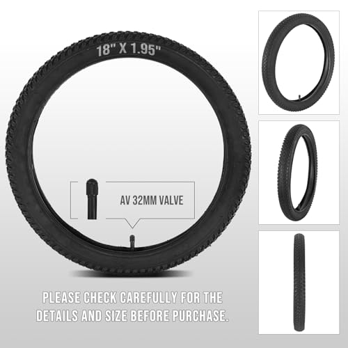 CALPALMY Combo 18" x 1.95 Bike Tire and Tube, (2+2) Replacement Bike Tires and Inner Tubes 18 x 1.75/1.95/2.125 with AV 32mm Valve, Fit for Mountain/Off Road Bike and Most Bicycle