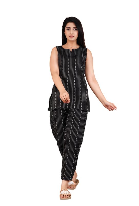 Women's Katha Cotton Printed Night Suit Dress
