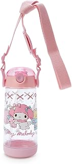 サンリオ(SANRIO) 子供用 水筒 ストローボトル 480ml 直飲み ワンタッチ 軽量 プラスチック ボトル マイメロディ my melody 冷水専用 ショルダーヒモ付き 名前シール付き 女の子 キャラクター 181871