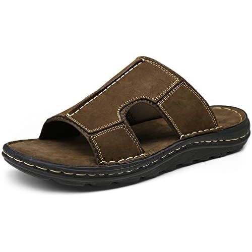 Jousen Men's Sandals Leather Open Toe Beach Sandal Outdoor Summer Sport Hiking Sandals with Arch Support