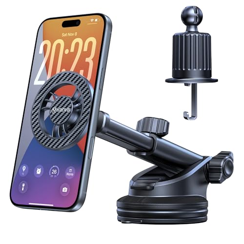 vanva for MagSafe Car Mount [ Military-Grade Protection ] Magnetic Phone Holder forDashboard/Windshield/Air Vent Universal Cell Phone Holder Compatible with iPhone 17/16/15/14/13/12 (Black)
