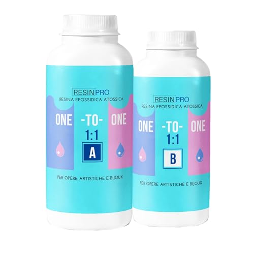 Resin Pro ® Resina Epoxi Transparente 1:1 para Fabricación de Joyas, Creaciones Artísticas, Fácil de Usar y Resistente a la Humedad, 500 g, Resina apta para Principiantes