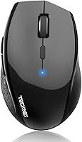 TECKNET Bluetooth Wireless Mouse 4800 DPI, 6 Adjustable Levels, 24-Month Battery, 6 Buttons, Ergonomic TruWave Tech for Laptop PC Mac - Black