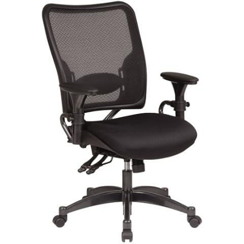 SPACE Seating Professional Dual Function Ergonomic AirGrid Back and Mesh Seat Office Chair with Gunmetal Finish Accents, Black Cover