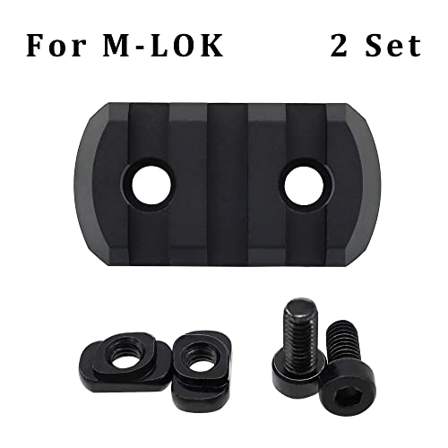 Ficero Mlok Picatinny Rail Aluminum Section Accessory, 3 Slots (2 Pack)