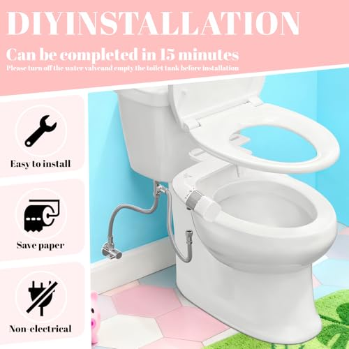 Bidet Attachment for Toilet,Non-Electric Ultra-Thin With,Rear/Feminine Wash,Dual Nozzles (Adjustable Angle), Adjustable Water Pressure, Cold Water Only, White - image 4