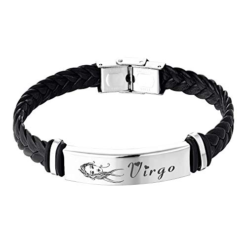 STARCHENIE Virgo Leather Bracelet 12 Constellation Braided Punk Wrist Rope Cuff Bracelet