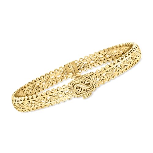 Ross-Simons 18kt Gold Over Sterling Filigree Bangle Bracelet. 8 inches