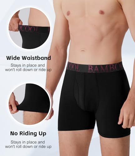 Image of BAMBOO COOL Men's Ultra ComfortSoft Underwear, Moisture Wicking & Breathable No Ride Up Boxer Briefs with Fly, Multipack