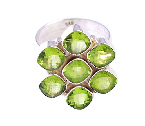 Bague péridot vert carré en argent 925 pour sublimer vos tenues de soirée