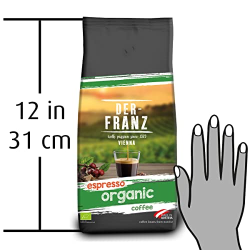 Der-Franz Espresso Bio Kaffee, Intensität 5/5, Bio Arabica umd Robusta, ganze Bohne, 1000 g