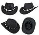 Herren-Cowboyhut, schlicht, schwarz, Westernhut, einfarbig, für texanische Kostüme, Hochzeit, Party, Style1-schwarz, Medium
