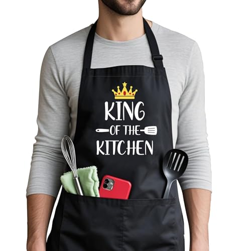 Crahalen Aprons for Men,BBQ Apron for Men,Adjustable Apron for Home Kitchen,Valentine's Day Gifts for Dad Grandad Husband Boyfriend,Christmas Birthday Idea Gifts for Dad,Huband Boyfriend Presents