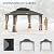 LUE BONA 12x14 Hardtop Permanent Pavilion, Galvanized Steel Double Roof Metal with Wood-Like Aluminum Frame, Outdoor Canopy with Nettings and Curtains for Deck, Patio, Backyard