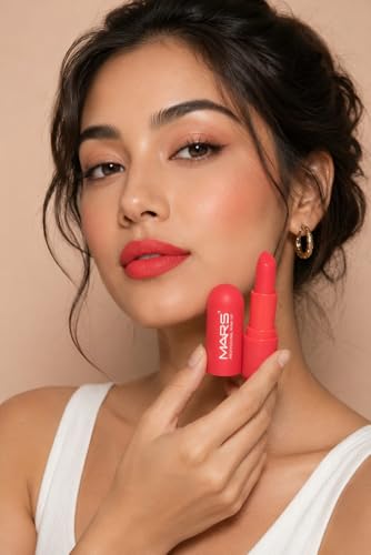 Image of Mars-Matte Creamy Lipstick | Non-drying, Highly pigmented Lipstick | Shade- multisades, 3.8gm| (Coral Orange)