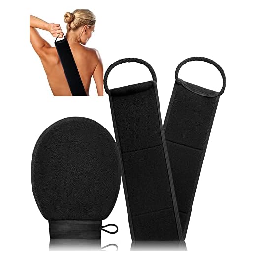2 in 1 Exfoliating Glove & Back Scrubber for Shower - Exfoliating Body Scrubber for Soft Skin, Dead Skin Remover for Body Exfoliator, Back Exfoliator, Korean Exfoliating Mitt for Body, Shower Gloves