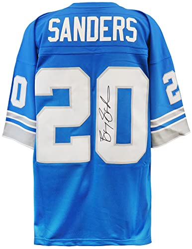 Barry Sanders Signed Lions Blue 1996 Throwback NFL Legacy Football Jersey