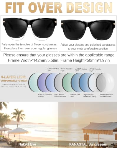 Image of KANASTAL Over Glasses Sunglasses Square Fit Over Polarized Sunglasses UV400