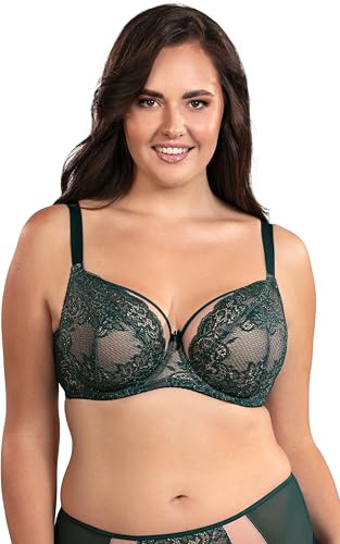 Vivisence Women's Underwired Lace Non Padded Bra 1044, Green,38D