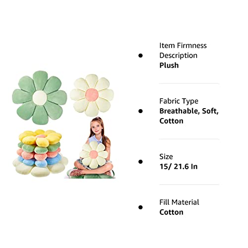 Yulejo 2 Pcs Daisy Flower Shaped Throw Pillow Cute Floor Cushion Seating Flower Pillow Daisy Room Decor Flower Floor Pillow Cushion For Reading (White, Green, 15/21.6 In) #TOP7