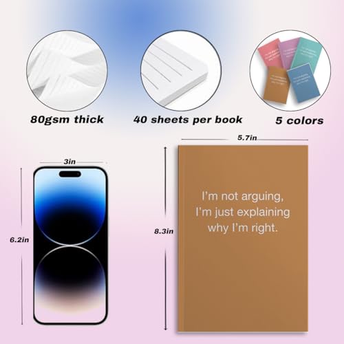Image of 5 PCS Notebook Journal, Notebooks for Work, Note Taking Writing Funny Office Accessories Gag Gifts for Boss Nurse Lady Manager Mentor Christmas Birthday Retirement 5.7 x 8.3 Inches 41 Sheets
