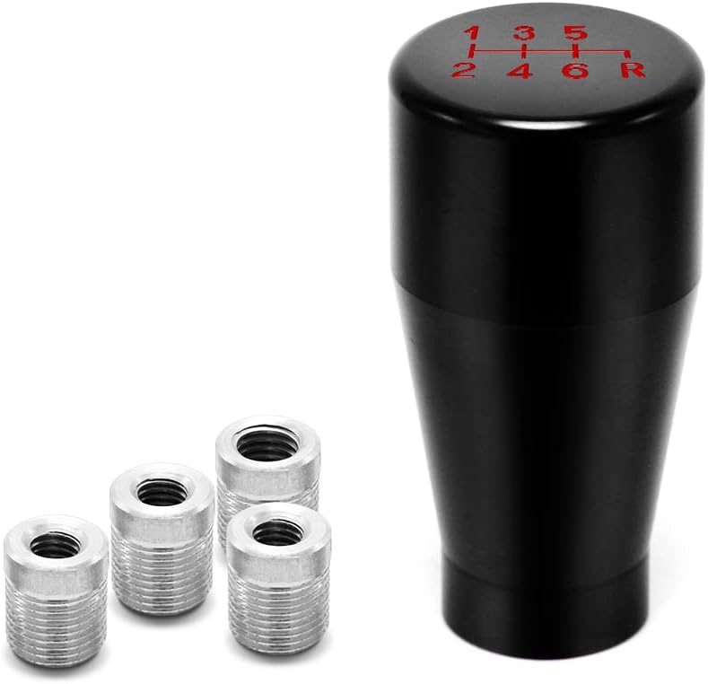 Amazing AUTO (Black) 6 Speed Automatic Manual Gear Shifter Shift Knobs for Fit Compatible with Mazda Miata Nissan 350z Subaru Sti with Metal Adapters M8x1.25,M10x1.25, M10x1.5 M12x1.25