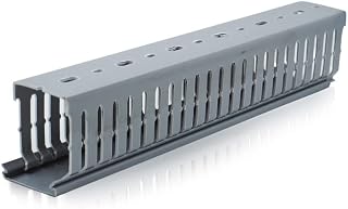 GLOBOMOTIVE 1U 22 Slot-Cable Rack Mount Horizontal Cable Management Duct Raceway Kit to Hide Cables Wires for Computers Desks and Shelves (Pack of 2)