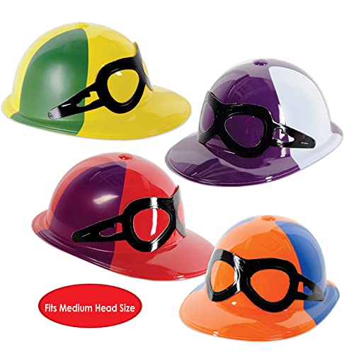 image for Beistle 12 Piece Assorted Color Novelty Plastic Jockey Helmets For Der