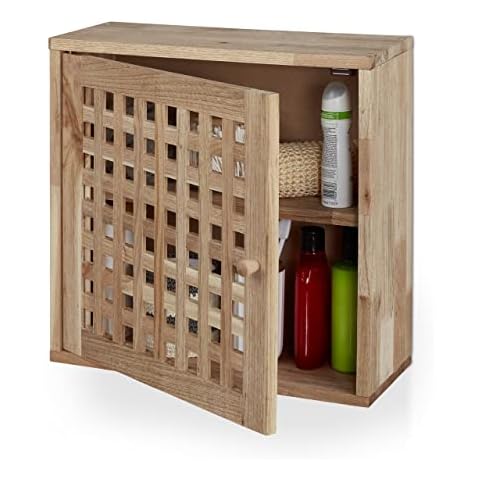 Armario Colgante de Baño Relaxdays Pared de Nogal con 2 Compartimentos y Cierre Magnético Cover