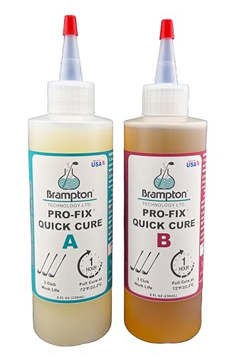 Brampton PRO-FIX Quick Cure Golf Epoxy, 5-Min Work Life, 1 Hour Full Cure, Extra Strength, Impact Resistant, 2-Part Epoxy Glue Kit for Golf Clubs, Shafts, Heads, Drivers, Putters, Easy 1:1 Mix 16 oz