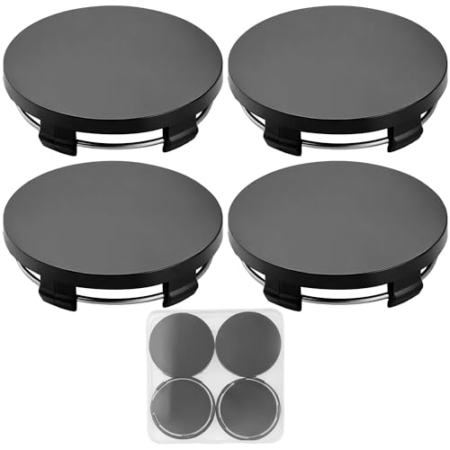 60mm Black Wheel Center Caps 4 Pcs 2.36 Inch Outer Diameter ABS Plastic Hub Caps Universal Snap-in Center Covers Polished Vehicle Rim Hub Caps Accessories Replacement for Most Cars