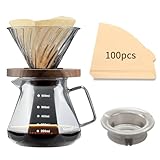 Mongdio Pour Over Coffee Maker, 20 oz High-Heat Borosilicate Glass Coffee Maker...