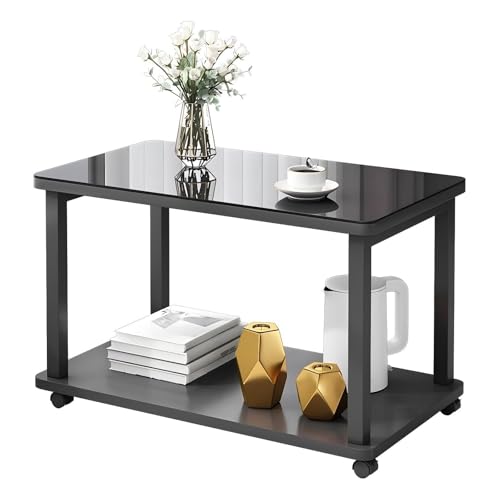 Side Table, Small Coffee Table with Castors, Mobile Square Sofa Table, White Wood for Bedroom or Small Spaces, Perfect for Compact Living Areas,