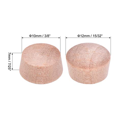 Image of uxcell Wood Button Top Plugs 3 /8 Inch Cherry Hardwood Furniture Plugs 7 /25 Inch Height 50 Pcs