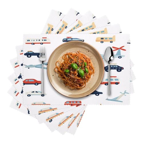 Set de table salle à manger motif avions bus 30x45cm résistant