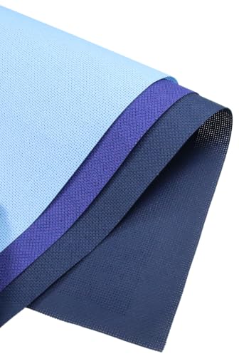 Image of KCS 3 pc of 15 inch x 18 inch(38cmx45cm) 18 Count Cross Stitch Cotton Aida Cloth Needlework Rolled Fabric Box,18CT,Light Blue+Royal Blue+Navy Blue