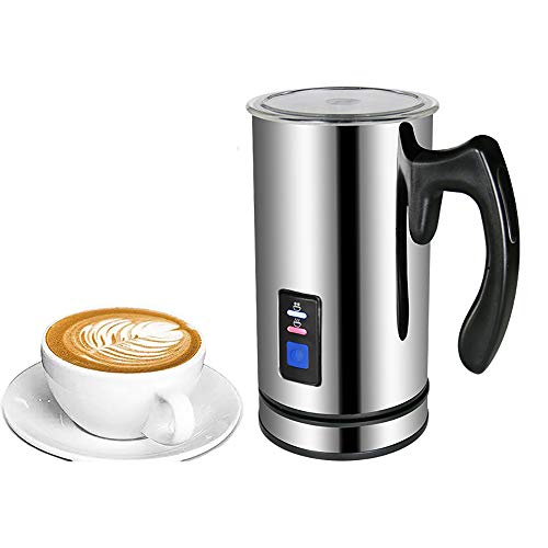 Bigzzia Milk Frother, Electric Stainless Steel Hot and Cold Milk Steamer Automatic FoamMaker